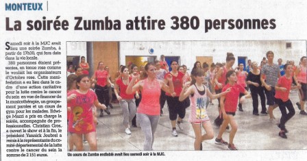 380 danseurs de zumba ont répondu à l’appel de la MJC afin de récolter des  fonds pour la lutte contre le cancer